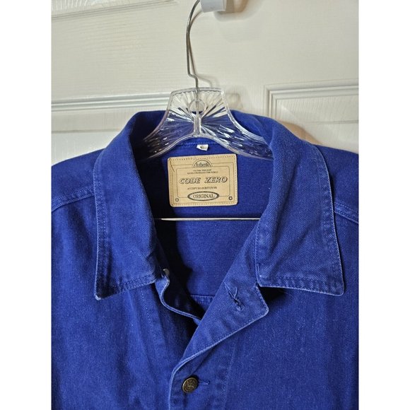 Code Zero Abstract Vtg Button Front LS Shirt Mens Large Blue Thick Button Jacket - Picture 6 of 10
